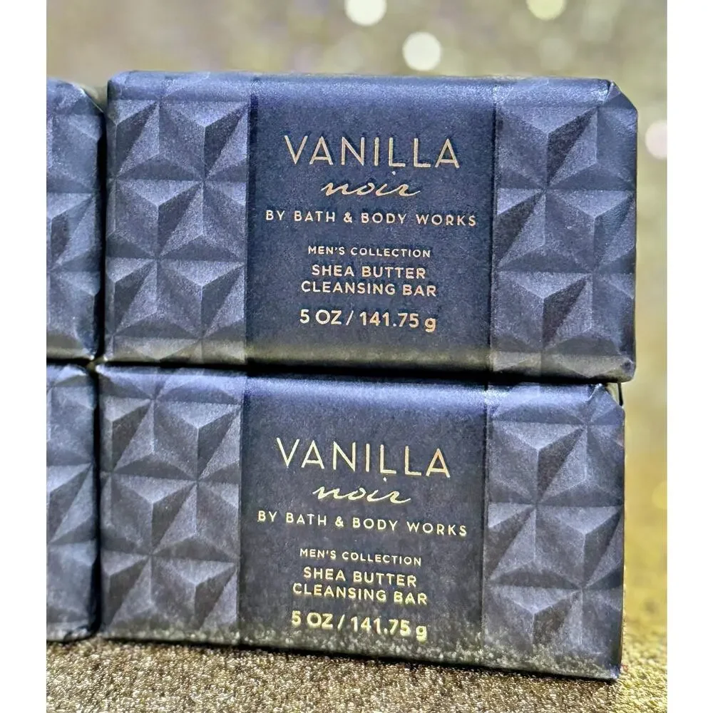 Bath & Body Works 5 oz Men's Vanilla Noir Shea Butter Cleansing Bar Soap x4